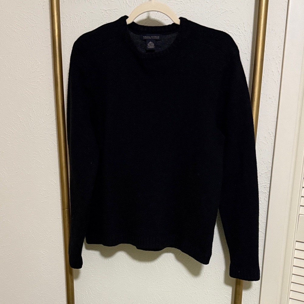 Banana Republic Men's Classic Black Crewneck Lambswool Cashmere Sweater